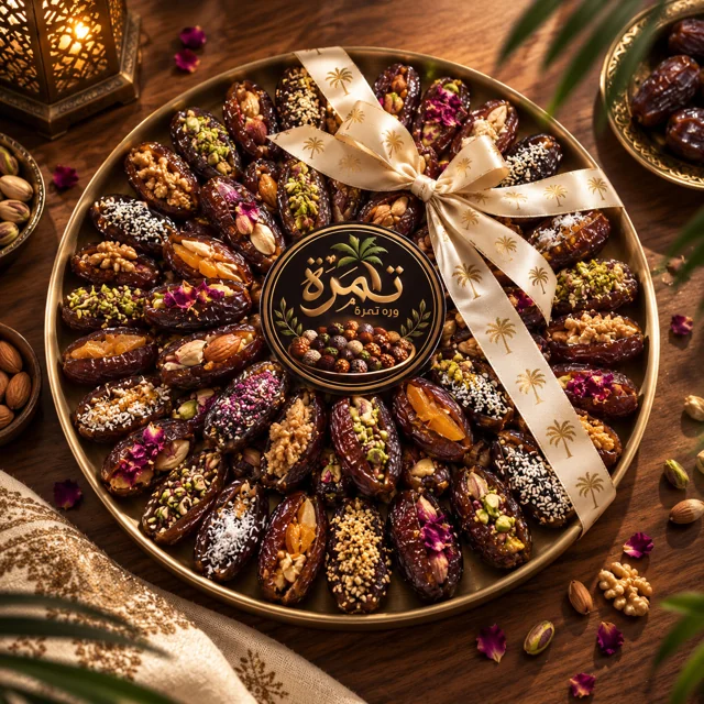 صينية تمر مجدول محشي مكسرات