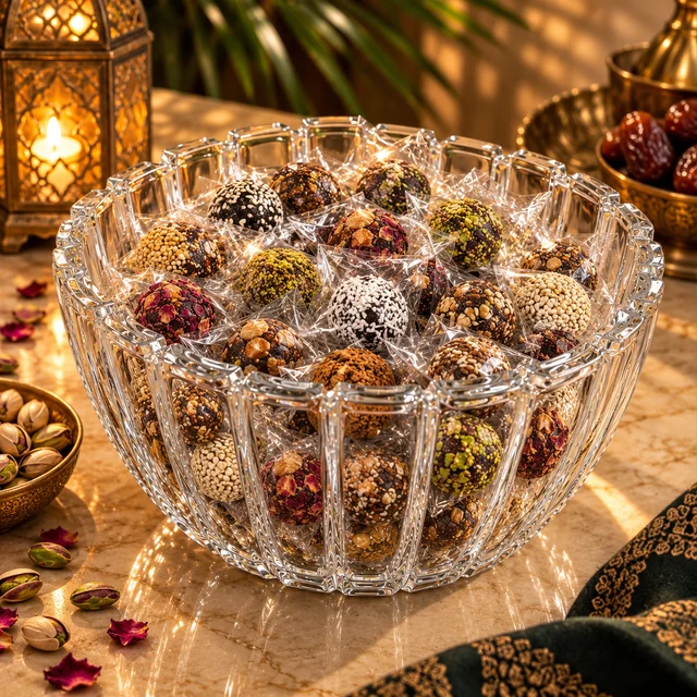 فازة زجاجية مع التمر